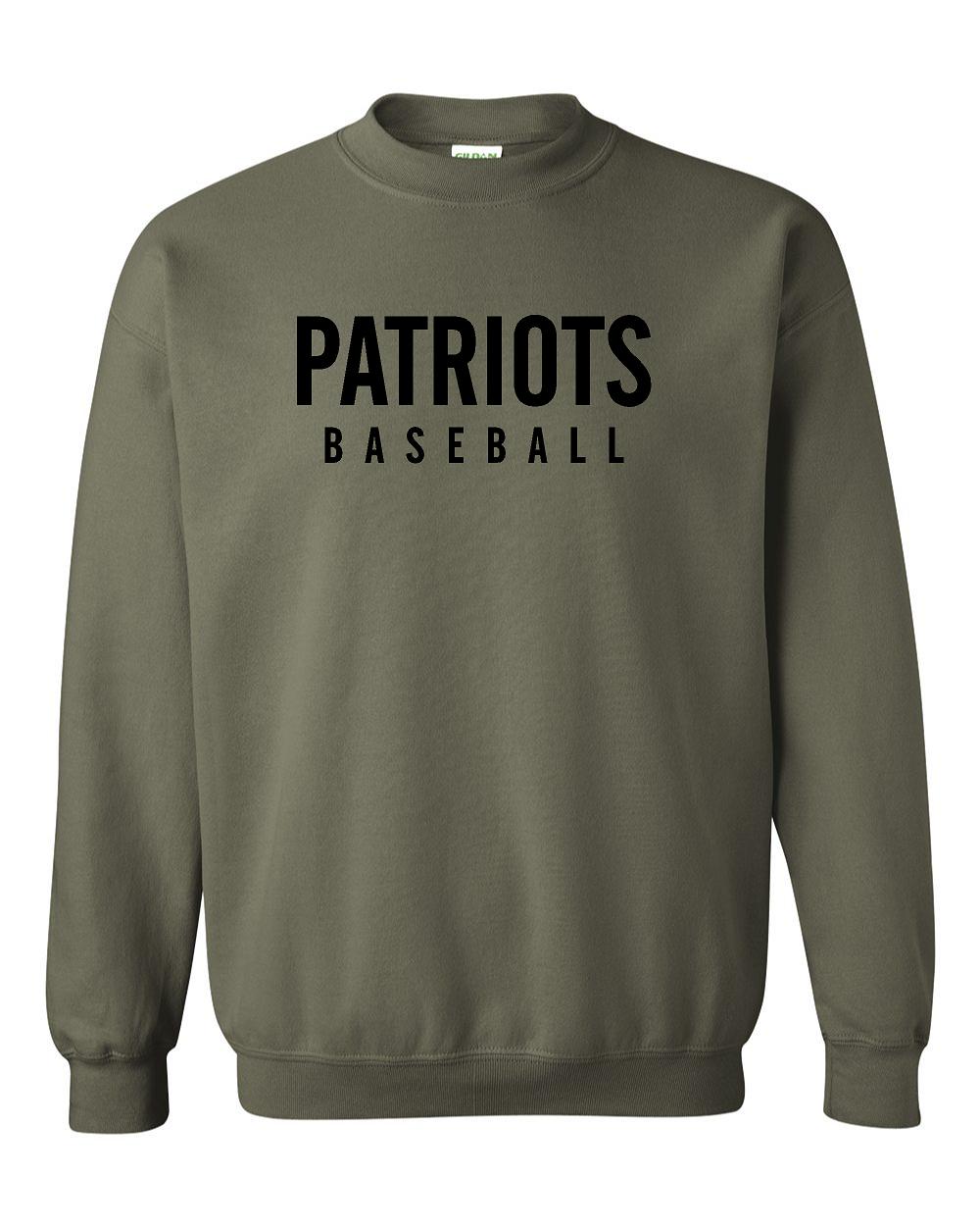 PATRIOTS BASEBALL GREEN CREW SWEATSHIRT BLACK DESIGN