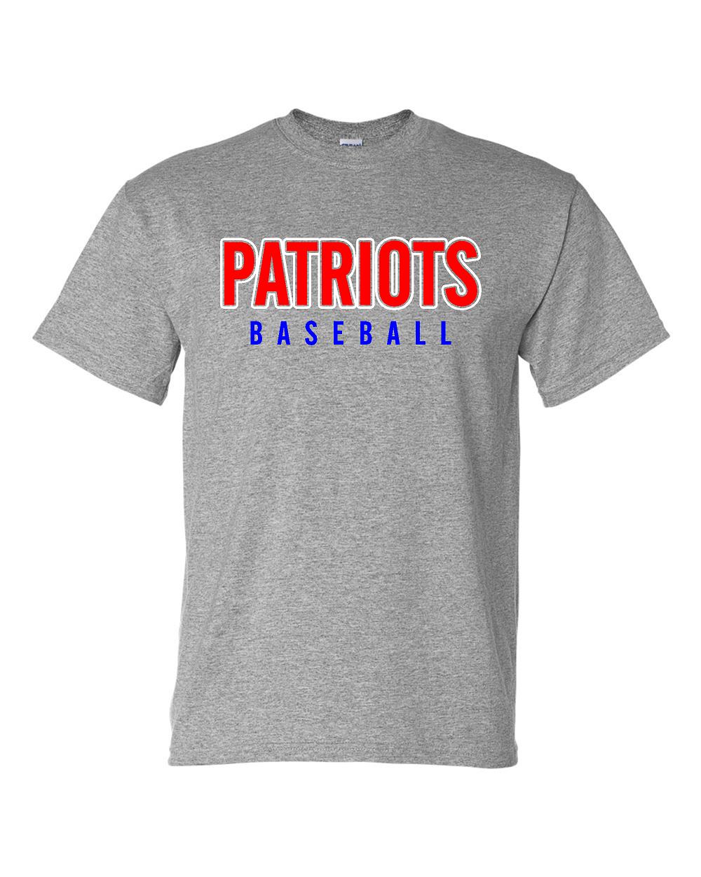 PATRIOTS BASEBALL GRAY TEE RED/BLUE DESIGN