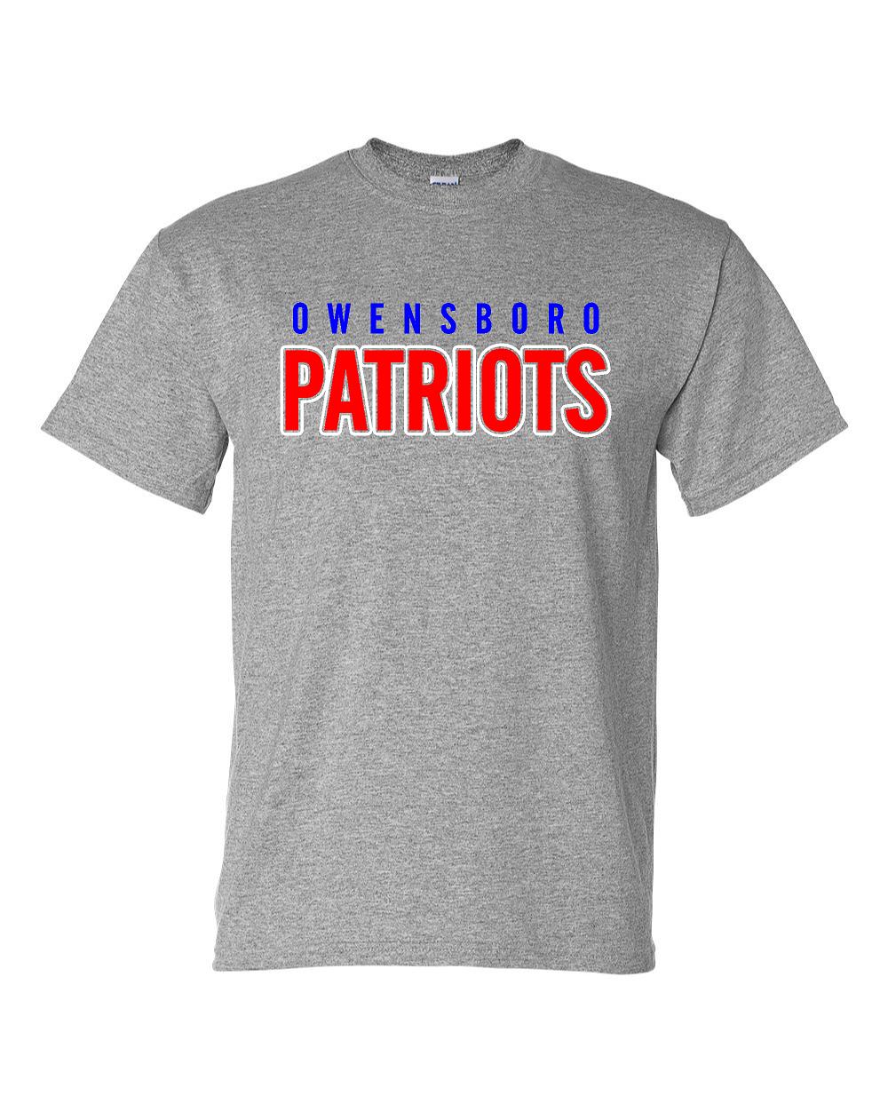 OWENSBORO PATRIOTS GRAY TEE RED/BLUE DESIGN