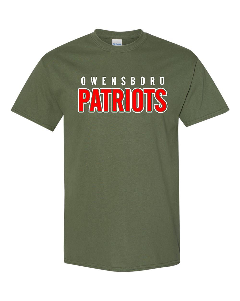 OWENSBORO PATRIOTS GREEN TEE RED/WHITE DESIGN