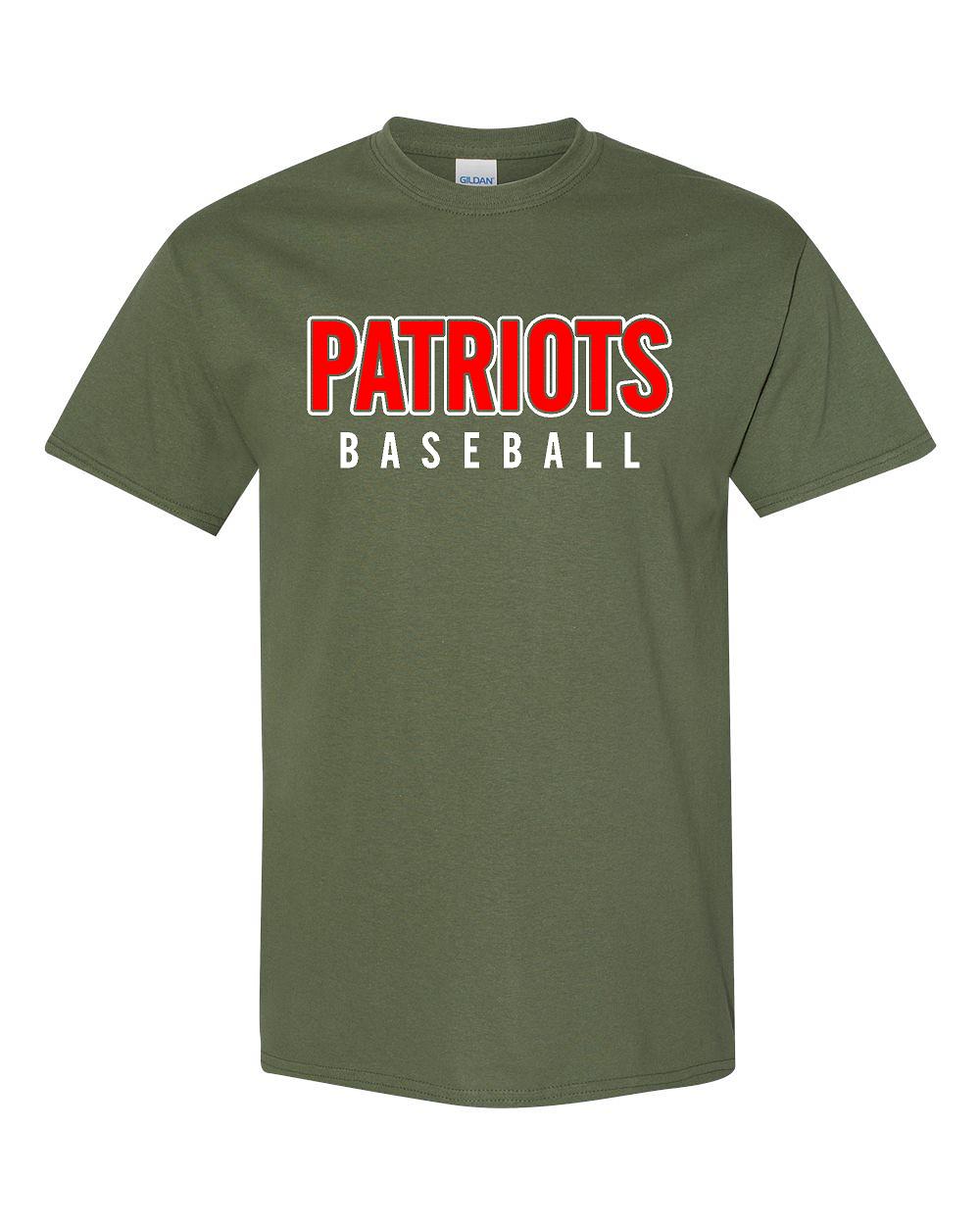 PATRIOTS BASEBALL GREEN TEE RED/WHITE DESIGN
