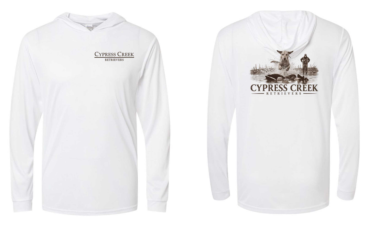 CYPRESS CREEK LONG SLEEVE HOODED WHITE DRY FIT