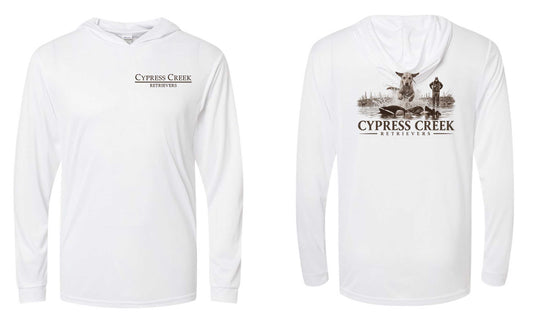 CYPRESS CREEK LONG SLEEVE HOODED WHITE DRY FIT