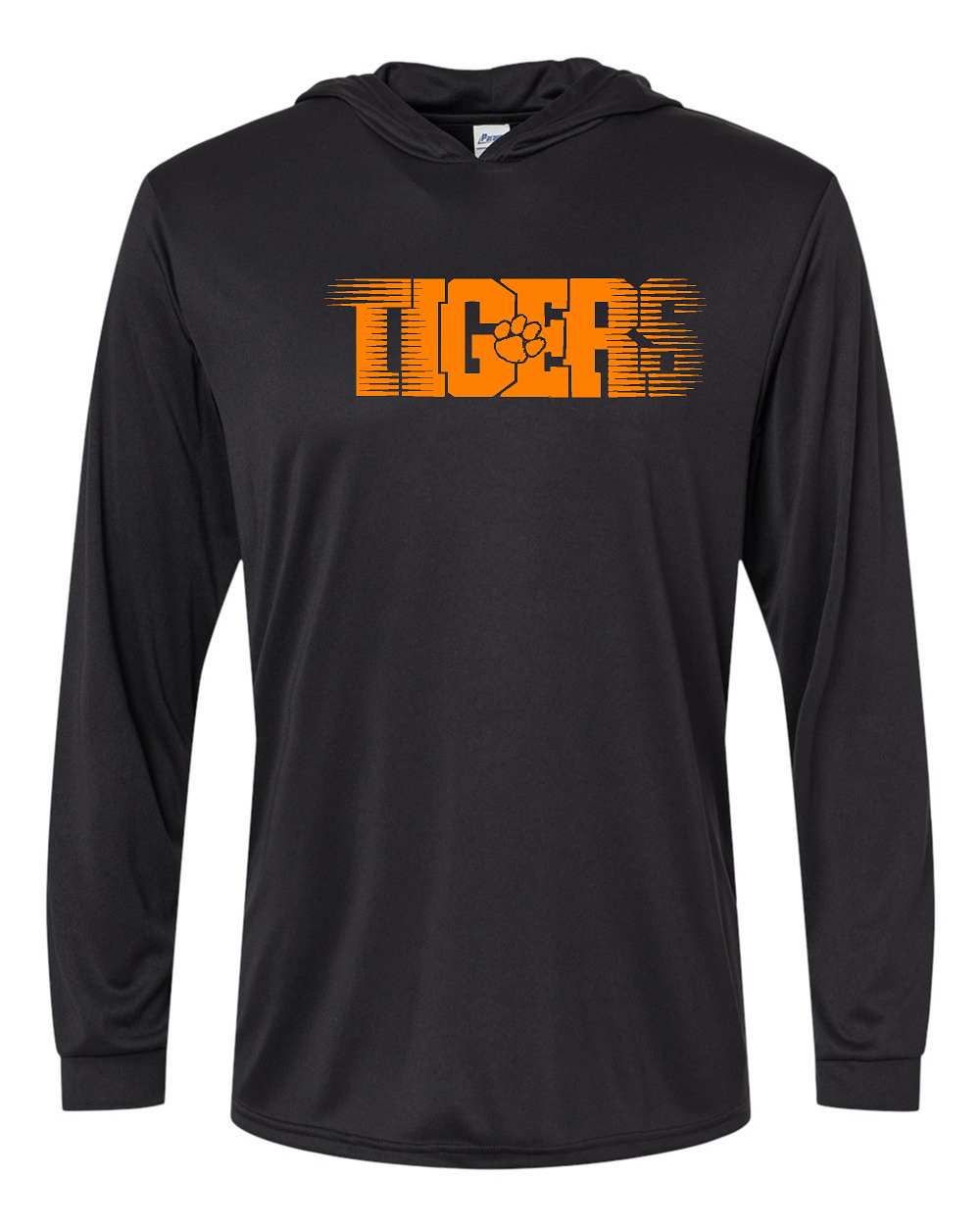Black Tigers hooded long sleeve performance Dry fit tee