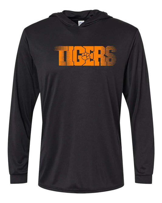 Black Tigers hooded long sleeve performance Dry fit tee